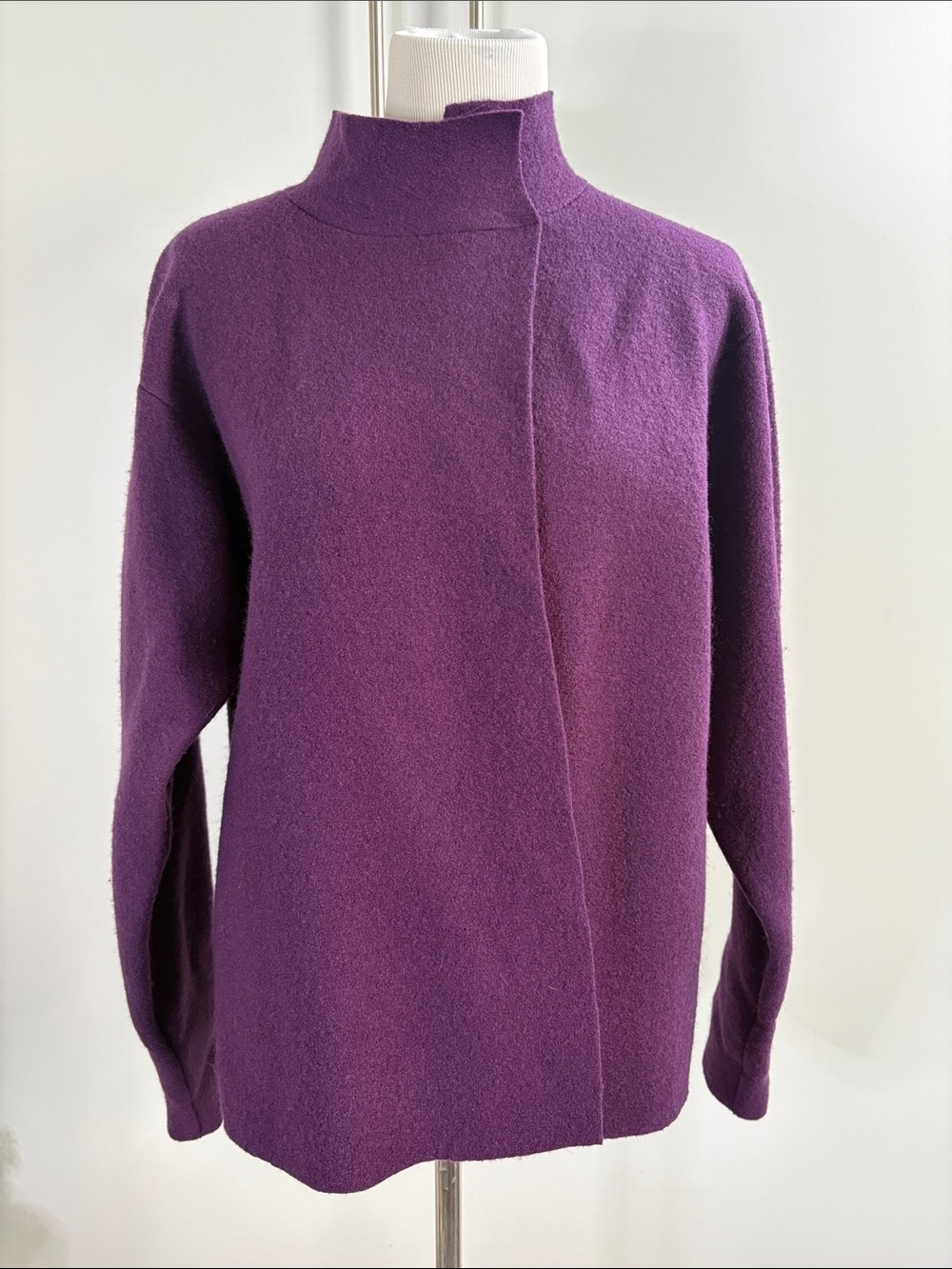 Eileen Fisher Purple Turtleneck Women's Cardigan Sweater M